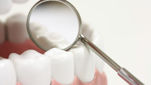 Des dents observées avec une loupe